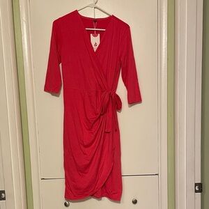 Berydress red Faux Wrap Dress women’s medium  - NWT